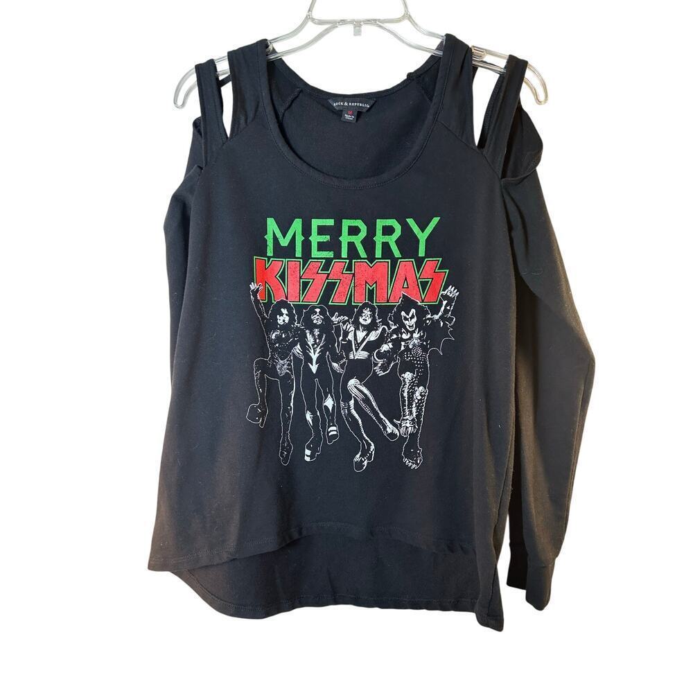 ROCK & REPUBLIC “Merry Kissmas” Band Long Sleeve Shirt / Size: Medium